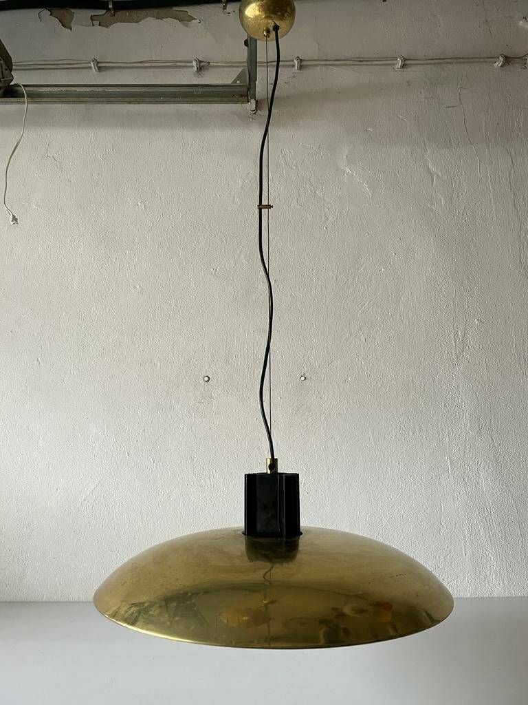 Mid Century Modern Brass Italian Xl Pendant Lamp, 1960s, Italy