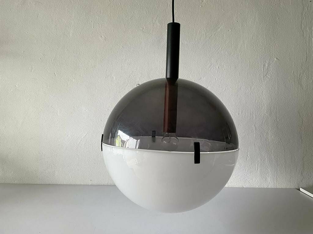 Very Rare 2 Piece Grey & White Plexiglass Ball Design Italian Xl Ceiling Lamp, 1960s, Italy photo 2282.84