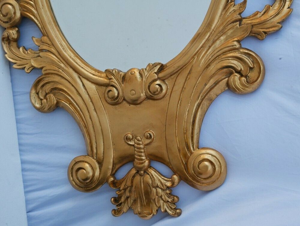 Gilt Rococo Mirror Carved Italian Frame Oval Glass photo furniture