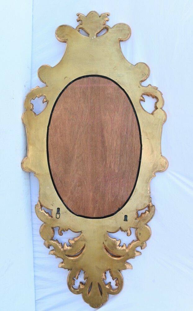 Gilt Rococo Mirror Carved Italian Frame Oval Glass photo for sale
