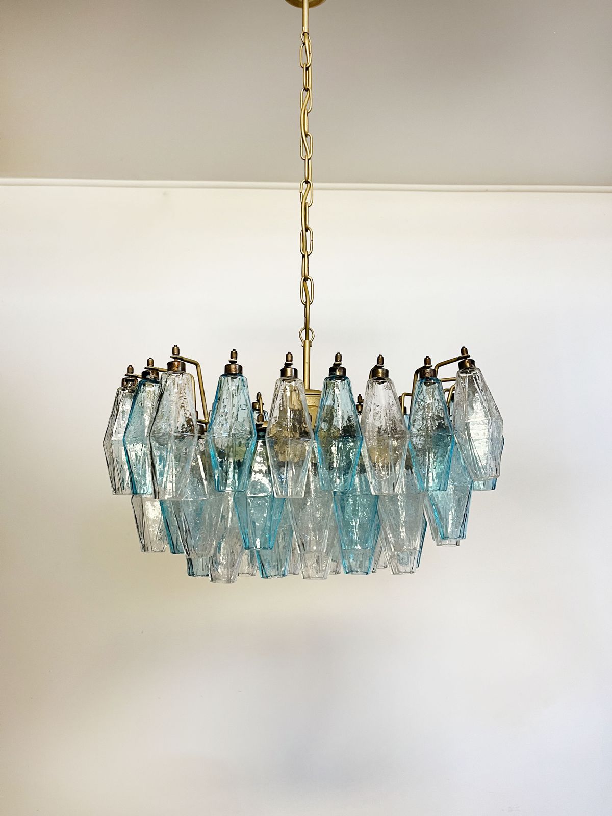 Elegant Murano Poliedri Chandelier   Carlo Scarpa photo vintage