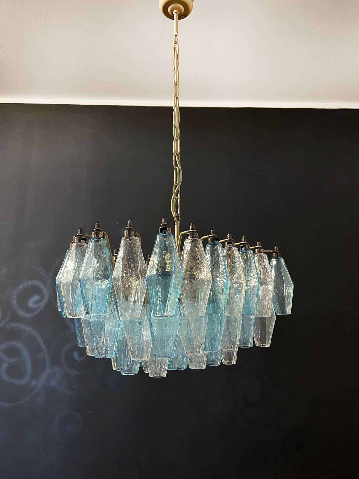 Elegant Murano Poliedri Chandelier   Carlo Scarpa