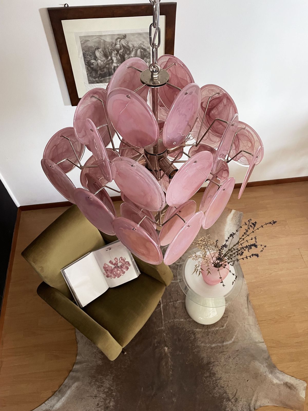 photo furniture Vintage Italian Murano Chandelier   36 Pink Disks