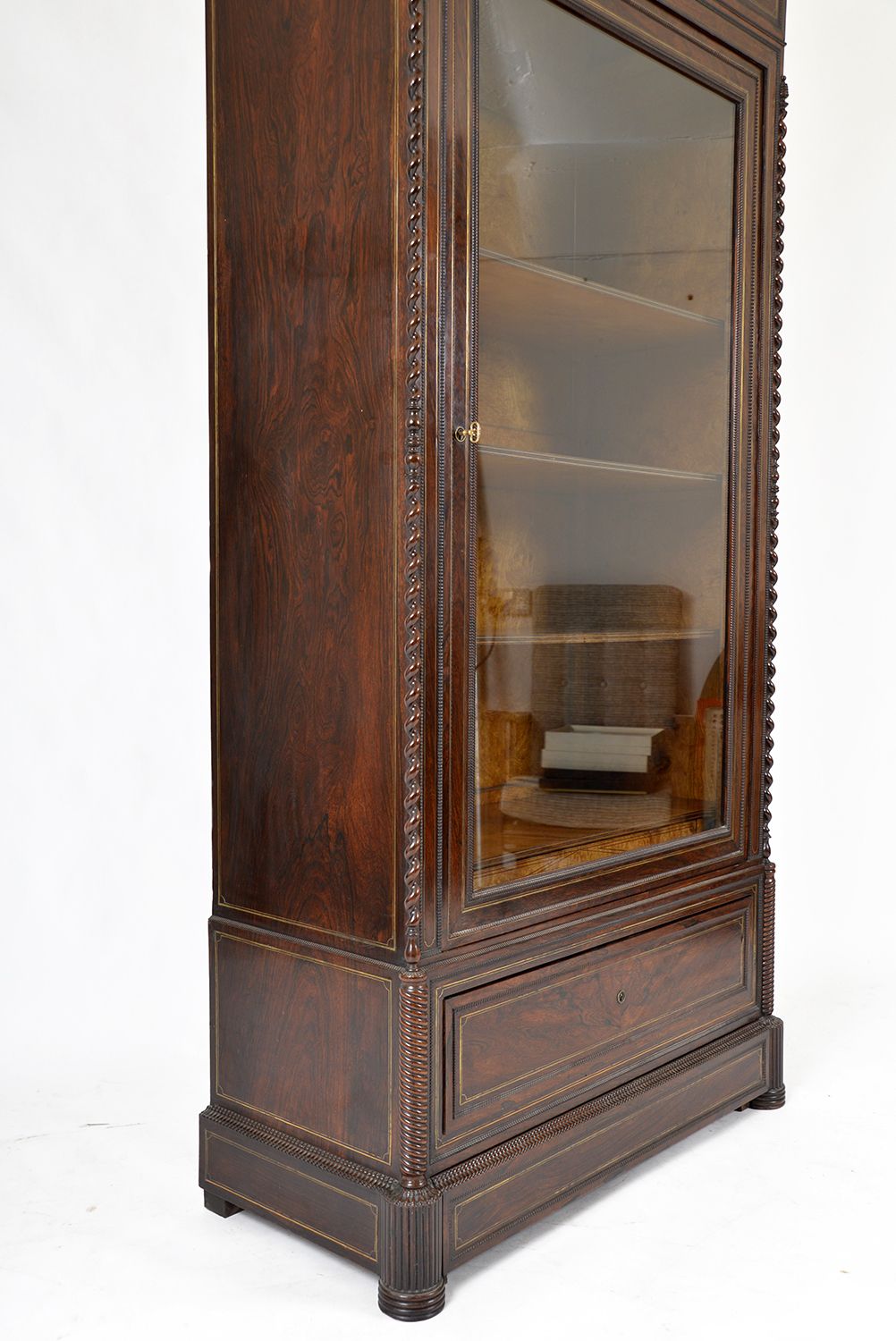 19th Century Louis XVI Style French Vitrine Display Cabinet Bookcase Rosewood Satin Birch Boxwood London Plane photo buy