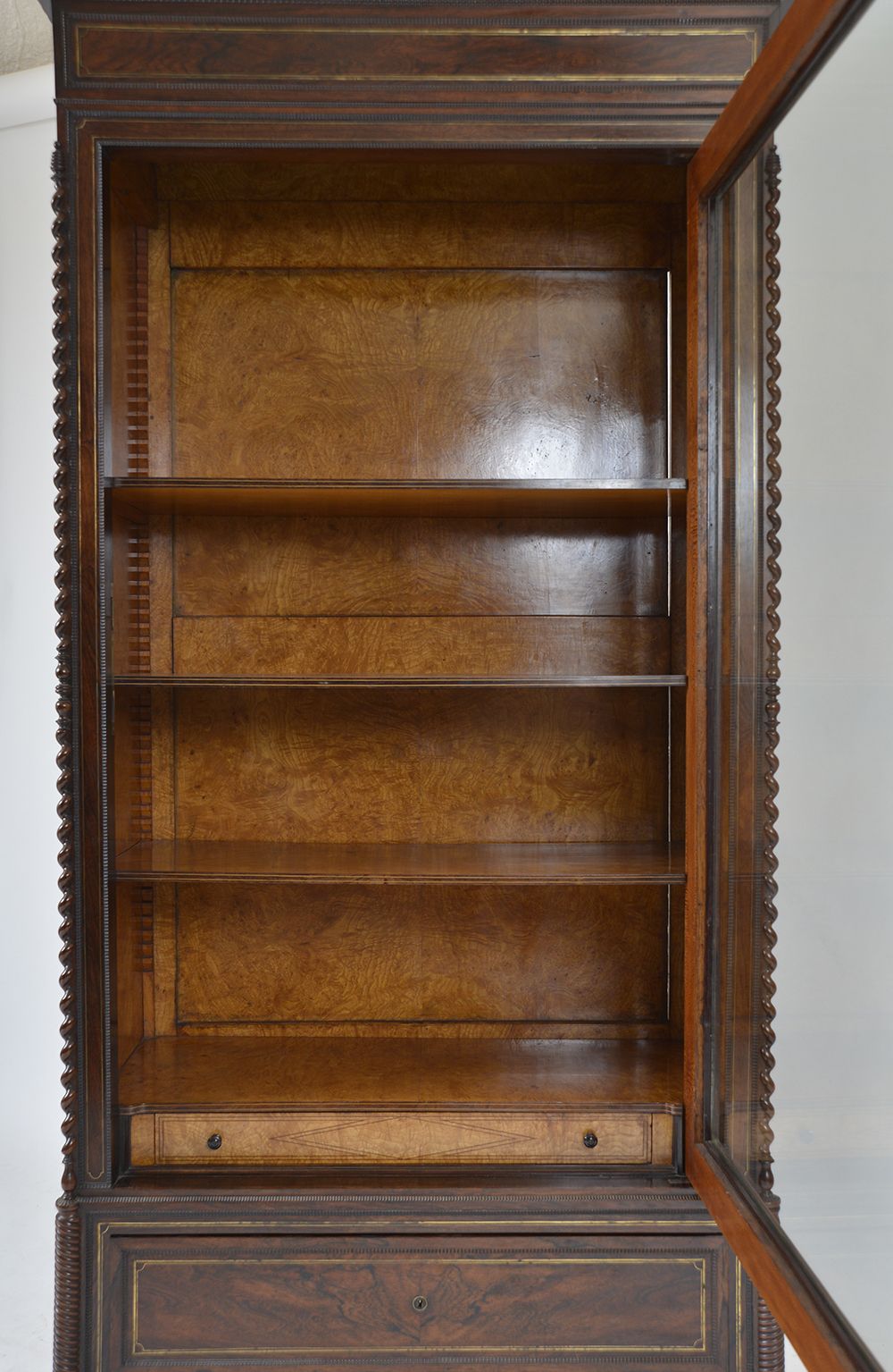 19th Century Louis XVI Style French Vitrine Display Cabinet Bookcase Rosewood Satin Birch Boxwood London Plane photo Furniture