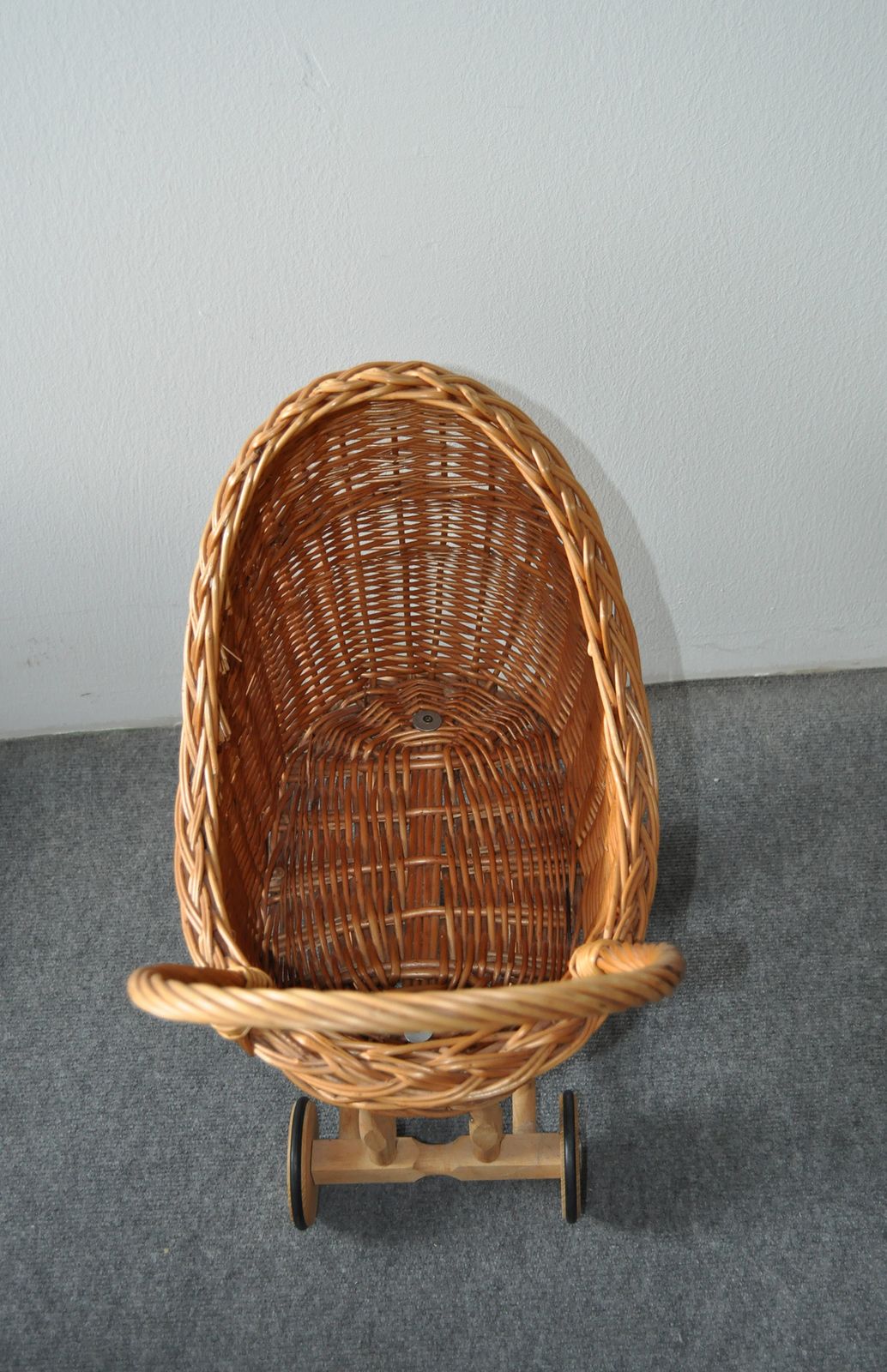 Wicker Toy Pram, 1900s, Antique photo Home Decor
