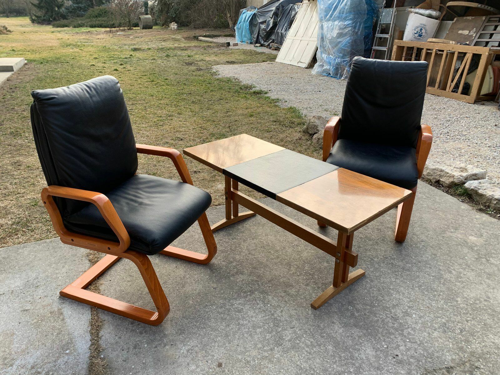 Mid Century Lounge Chairs And Table, 1960s, Set Of 2 photo furniture