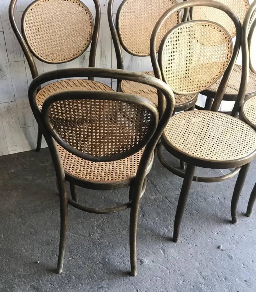 Dining Chairs In Wood Cane, Germany, 1960s, Set Of 6 photo for sale