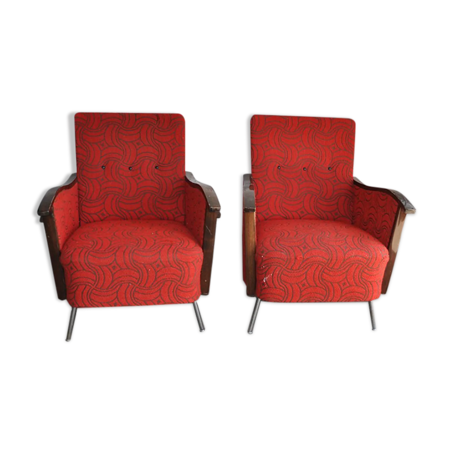 Bauhaus Style Steel & Wood Club Chairs, 1940s, Set Of 2