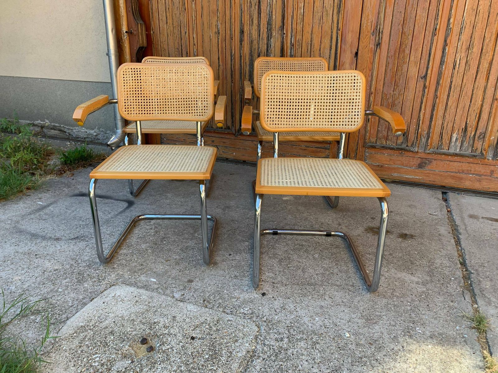 Mid Century Cantilever Chairs Set Of 4 / Marcel Breuer B64 Italian Armchairs / Made In Italy photo for sale