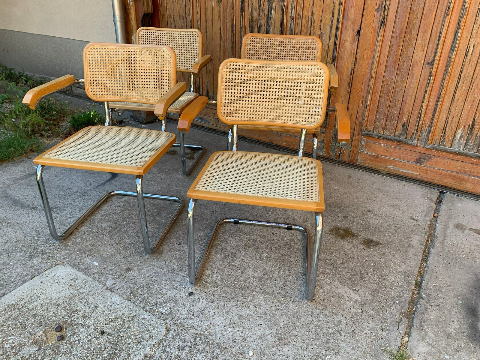 Mid Century Cantilever Chairs Set Of 4 / Marcel Breuer B64 Italian Armchairs / Made In Italy photo buy