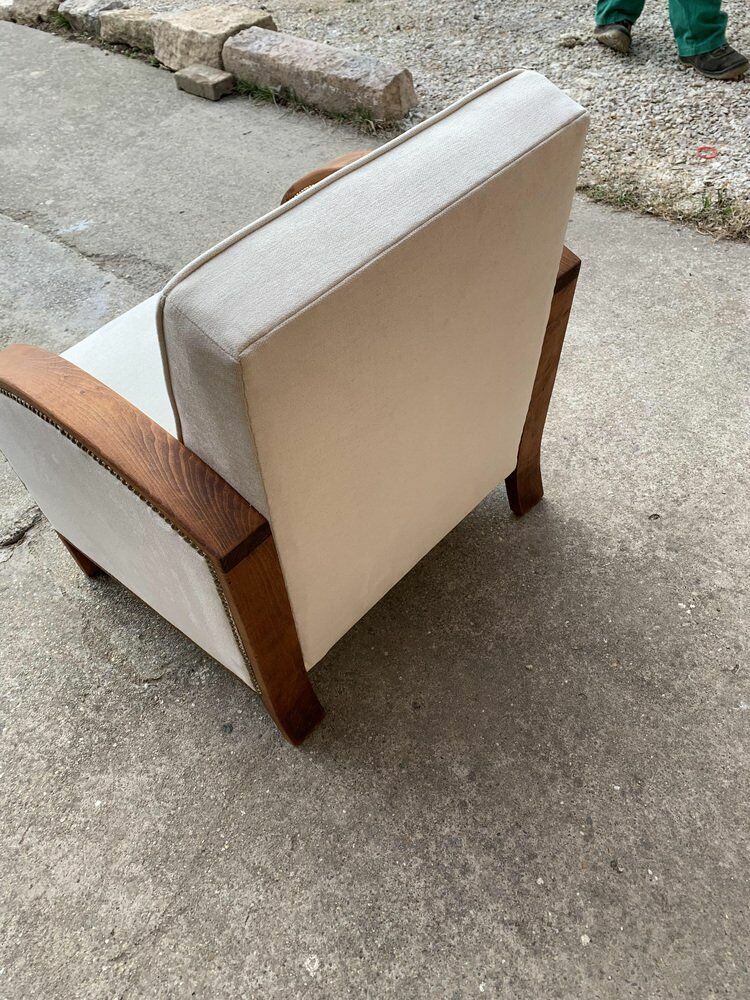 Art Deco Beige Lounge Chair, 1920s photo vinterior