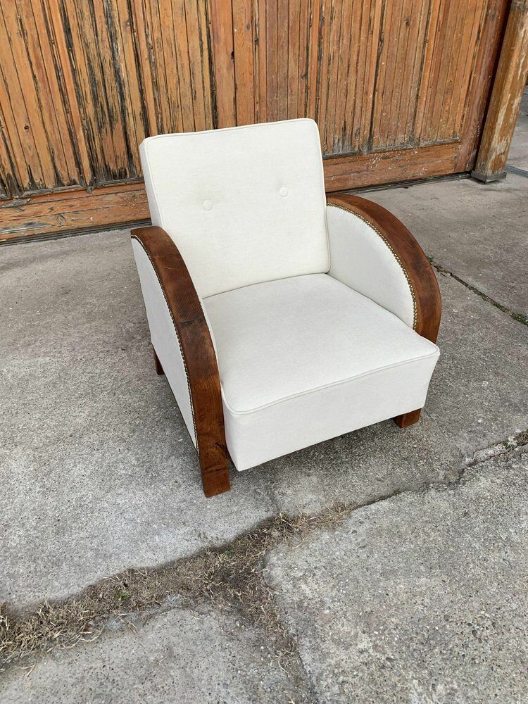 photo furniture Art Deco Beige Lounge Chair, 1920s