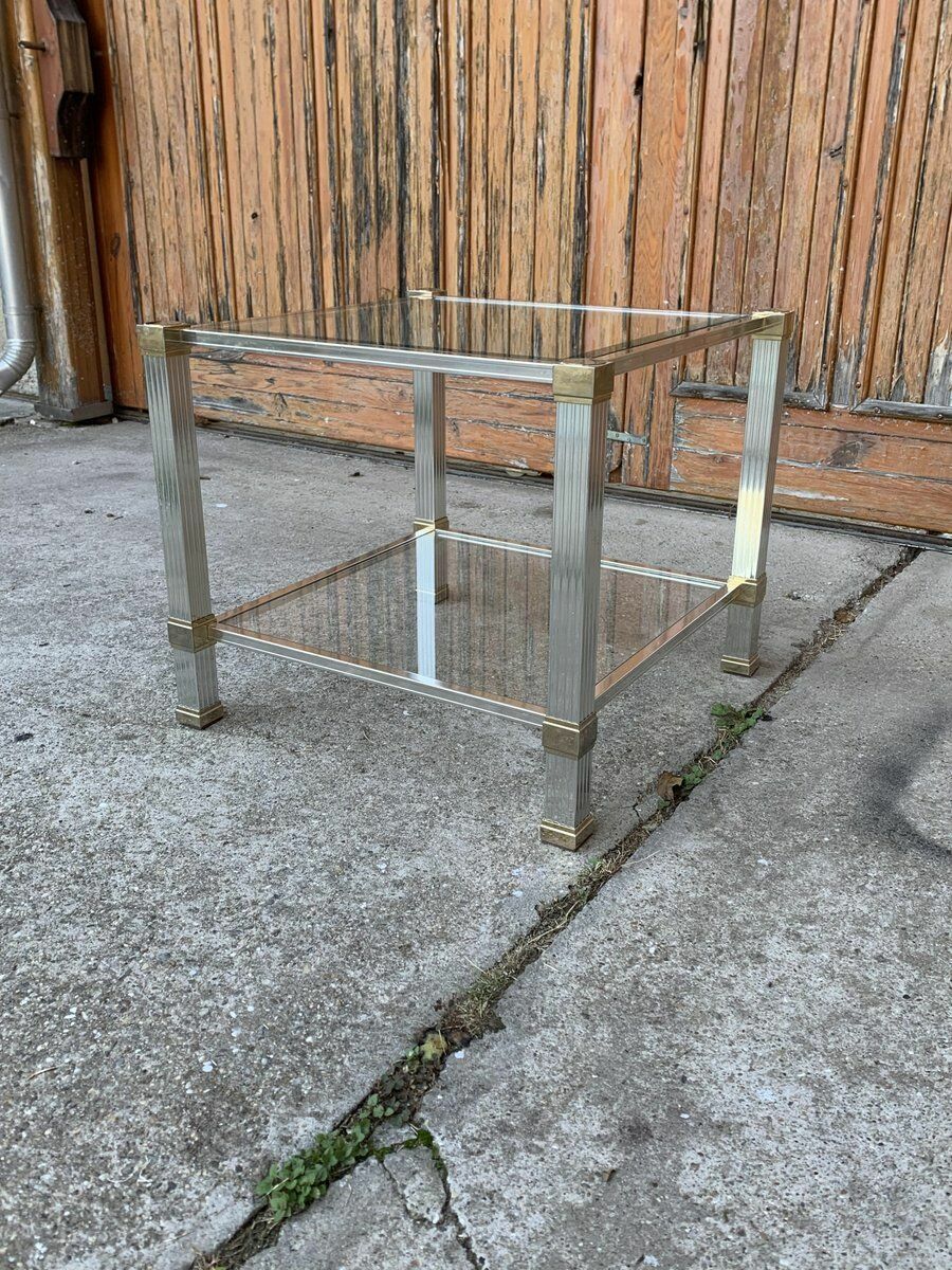 Vintage Brass And Chrome Coffee Table By Pierre Vandel, Paris, 1970s photo Furniture