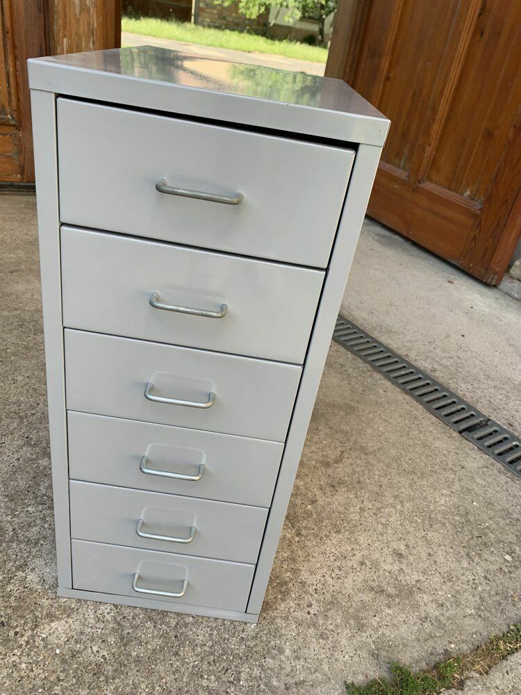Industrial Grey Metal Chest Of Drawers, 1980s photo buy