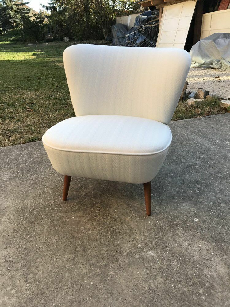 Hungarian White Club Chair, 1950s photo for sale