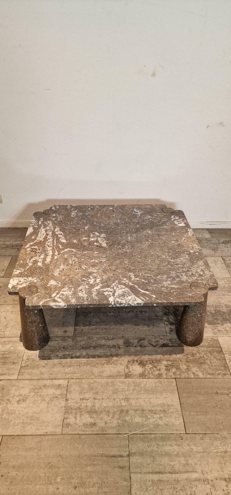 photo for sale Square Grey Marble Coffee Table And Scale Form Angelo Mangiarotti