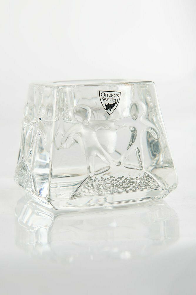 Crystal Glass Candleholders From Orrefors, Sweden, Set Of 2 photo for sale