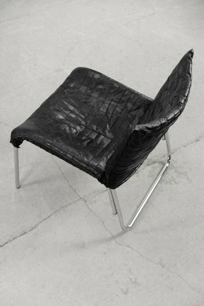 Mid Century Scandinavian Modern Black Patchwork Leather Lounge Chairs From Ikea, 1980s, Set Of 2 photo furniture