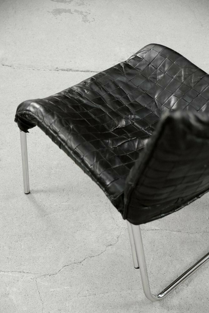 Furniture Mid Century Scandinavian Modern Black Patchwork Leather Lounge Chairs From Ikea, 1980s, Set Of 2 photo