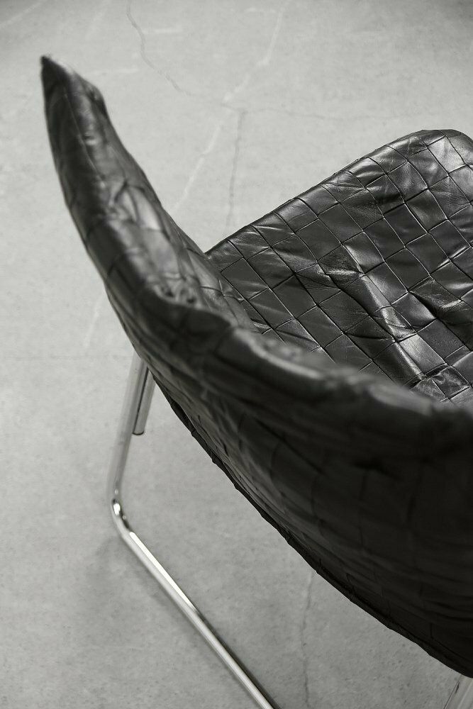 2892.0 Mid Century Scandinavian Modern Black Patchwork Leather Lounge Chairs From Ikea, 1980s, Set Of 2 photo
