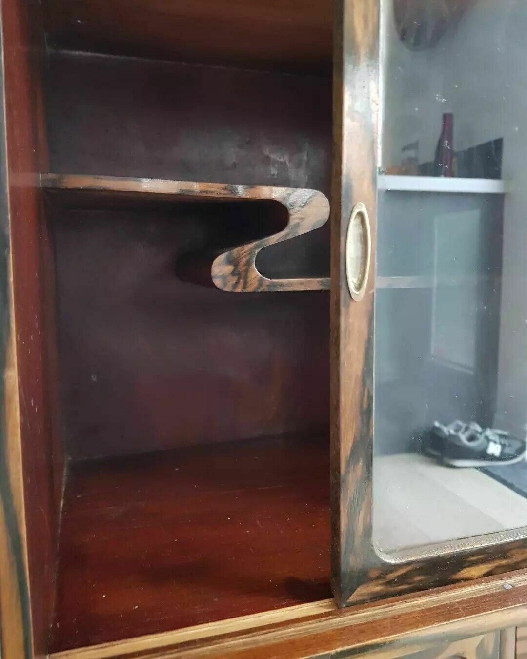 Oriental Antique Faux Painted Tigerwood Cabinet photo vintage