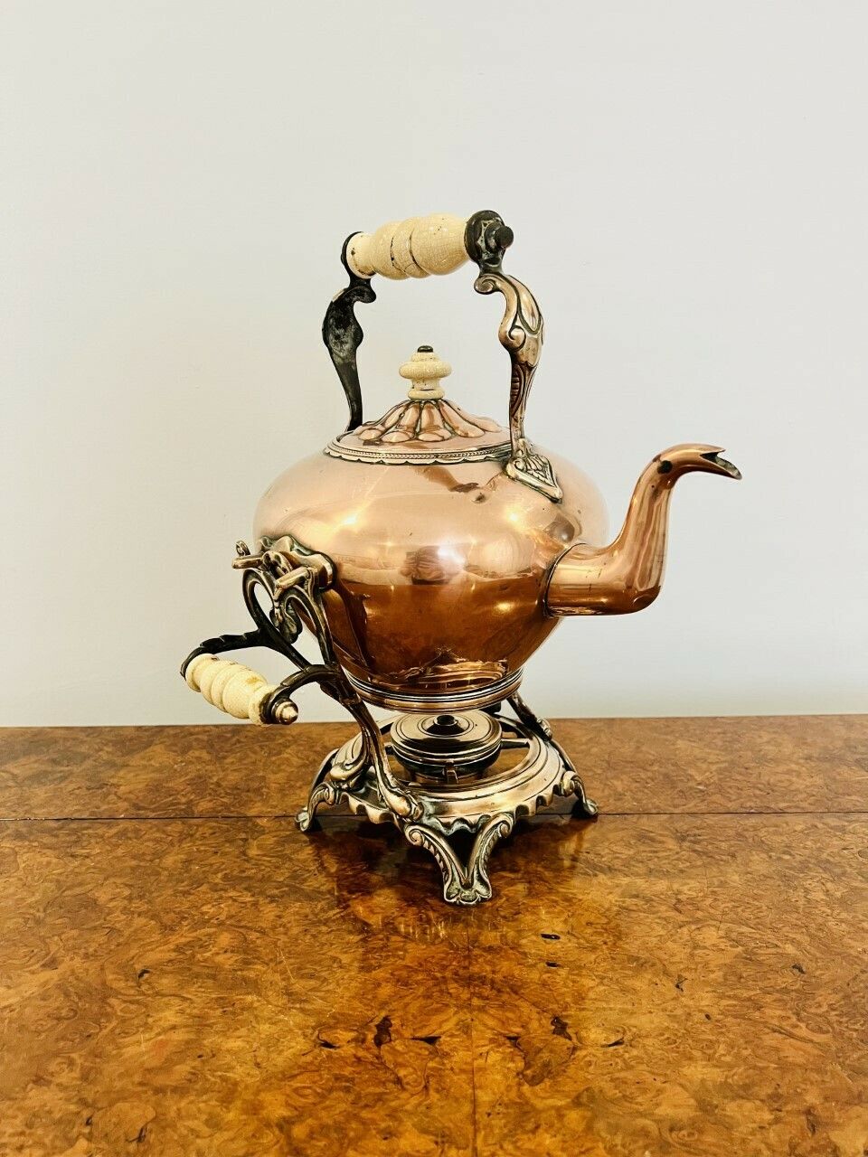 Unusual Victorian Quality Copper Kettle On A Stand