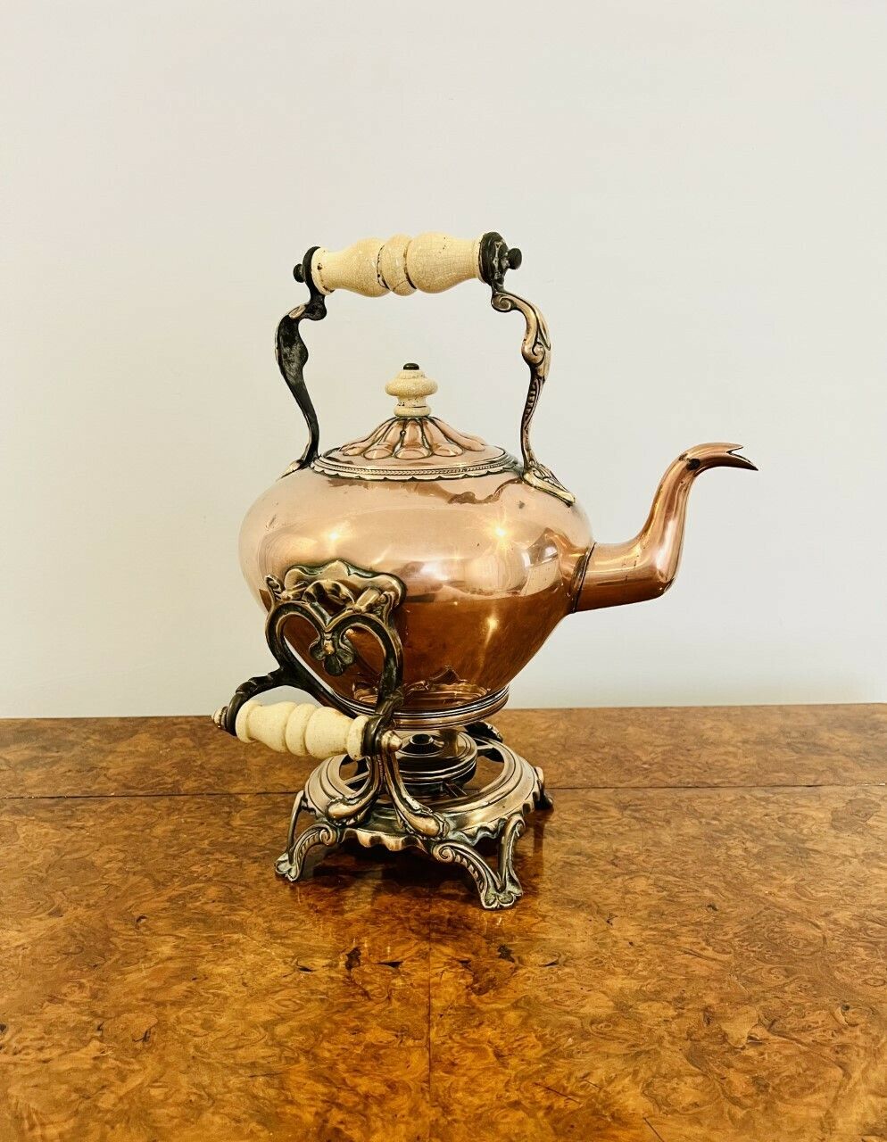 Unusual Victorian Quality Copper Kettle On A Stand photo 425.0