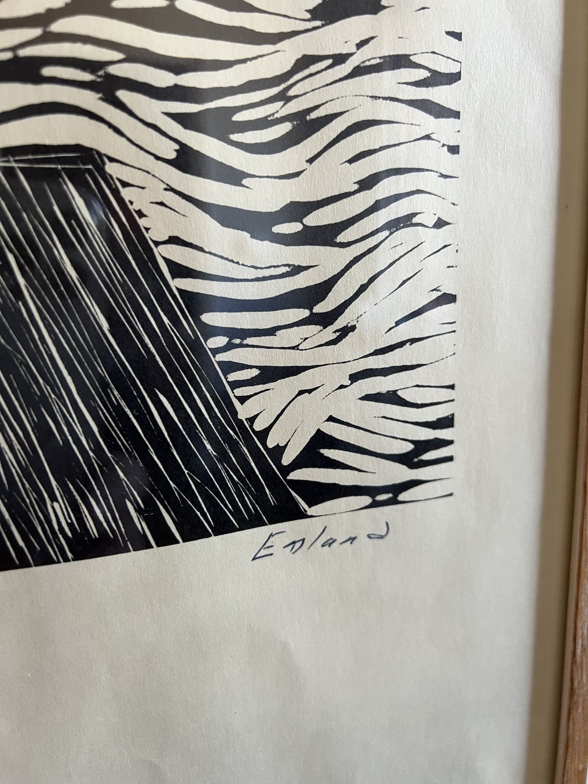 "Waiting For The Fishing Boats" Original Mid Century Swedish Lino Print By Einar Emland photo Art