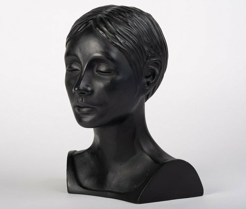 Danish Sculptural Bust Of Woman In Clay, 1975 photo furniture