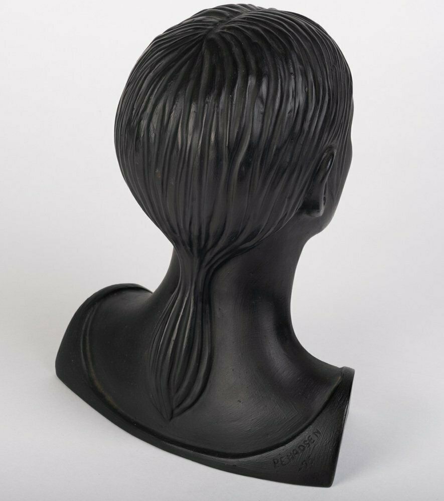 Danish Sculptural Bust Of Woman In Clay, 1975 photo 636.0