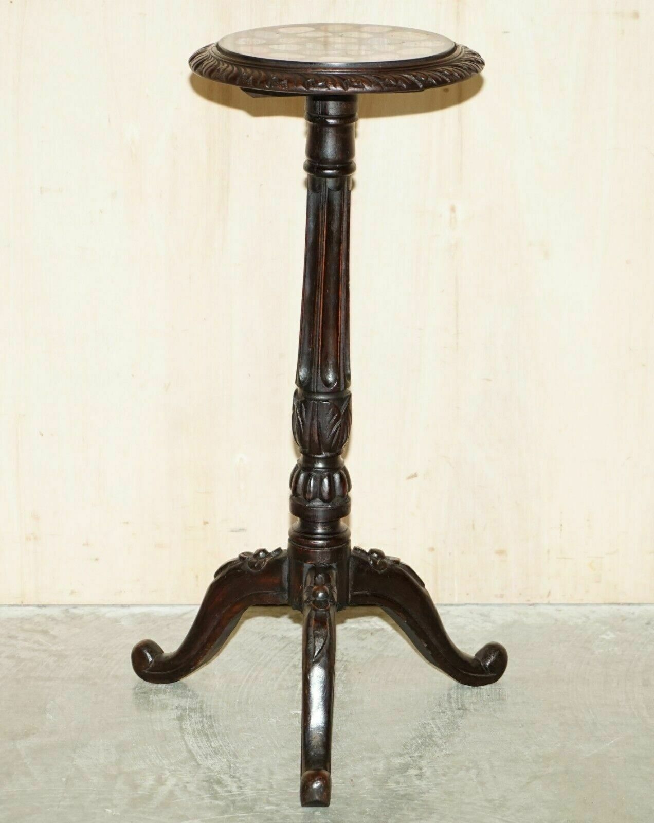Fine Antique Victorian 1880 Pietra Dura Specimen Marble Side End Lamp Table photo furniture