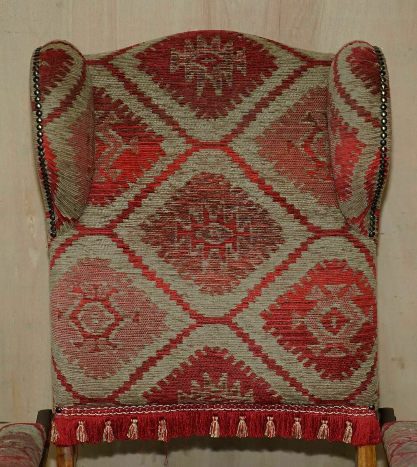 Stunning Antique Victorian Military Campaign Kilim Upholstered Folding Armchair photo for sale