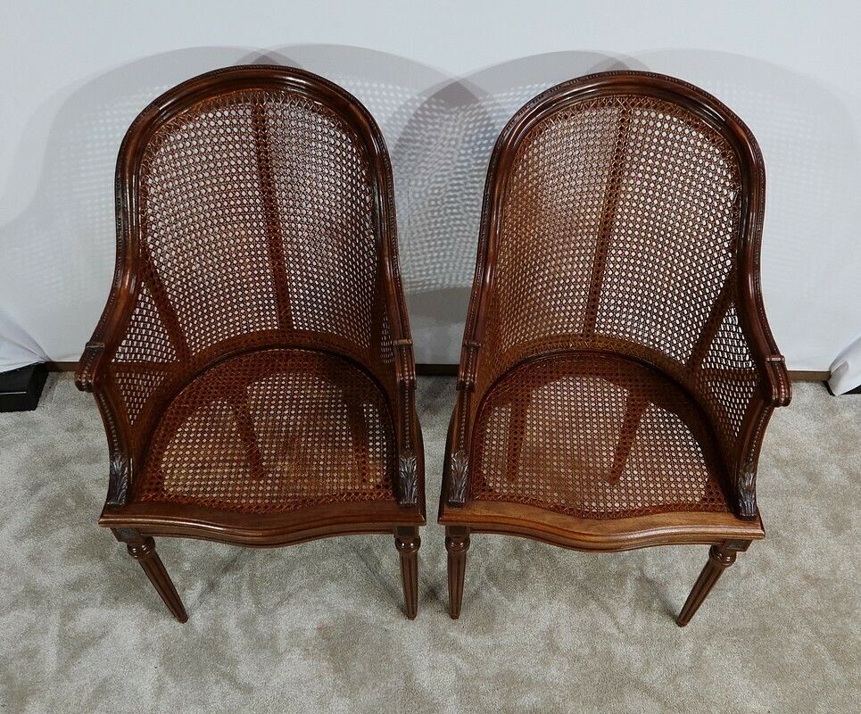 Pair Of Mahogany Armchairs, Louis XVI Style, Early 20th Century photo buy