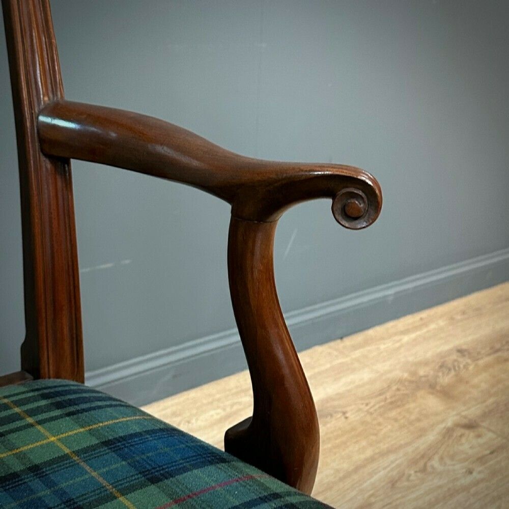 Attractive Vintage Chippendale Style Mahogany Carver Chair, Newly Upholstered photo buy