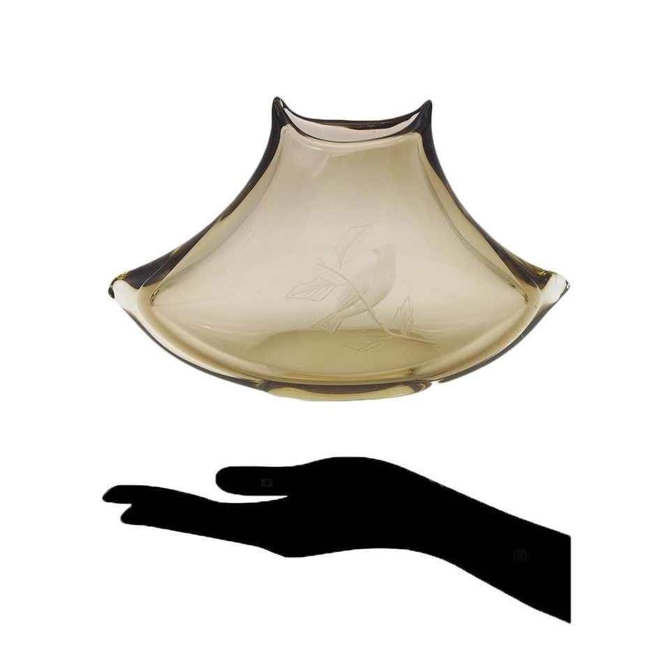 Home Decor Fumè Bohemian Vase In Thick Glass With Engravings photo