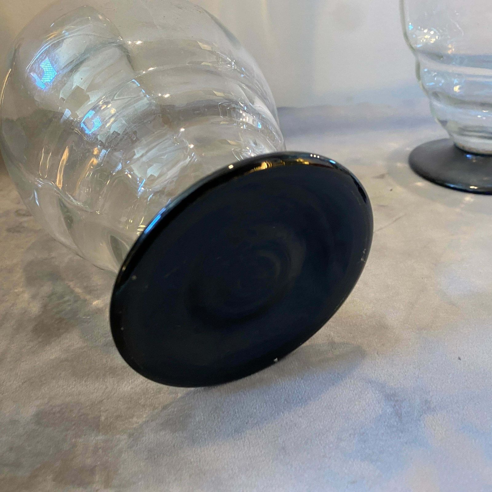 1930s Napoleone Martinuzzi Style Set Of Two Art Deco Murano Glass Bottles photo vintage