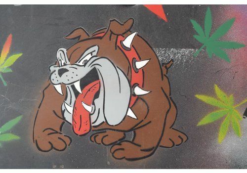 Street Art With Graffiti Design On Metal Board photo for sale