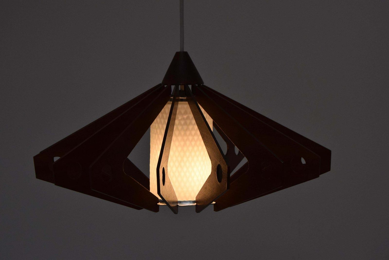 photo for sale Mid Century Wood Pendant/Drevo Humpolec,Czechoslovakia,1970's.