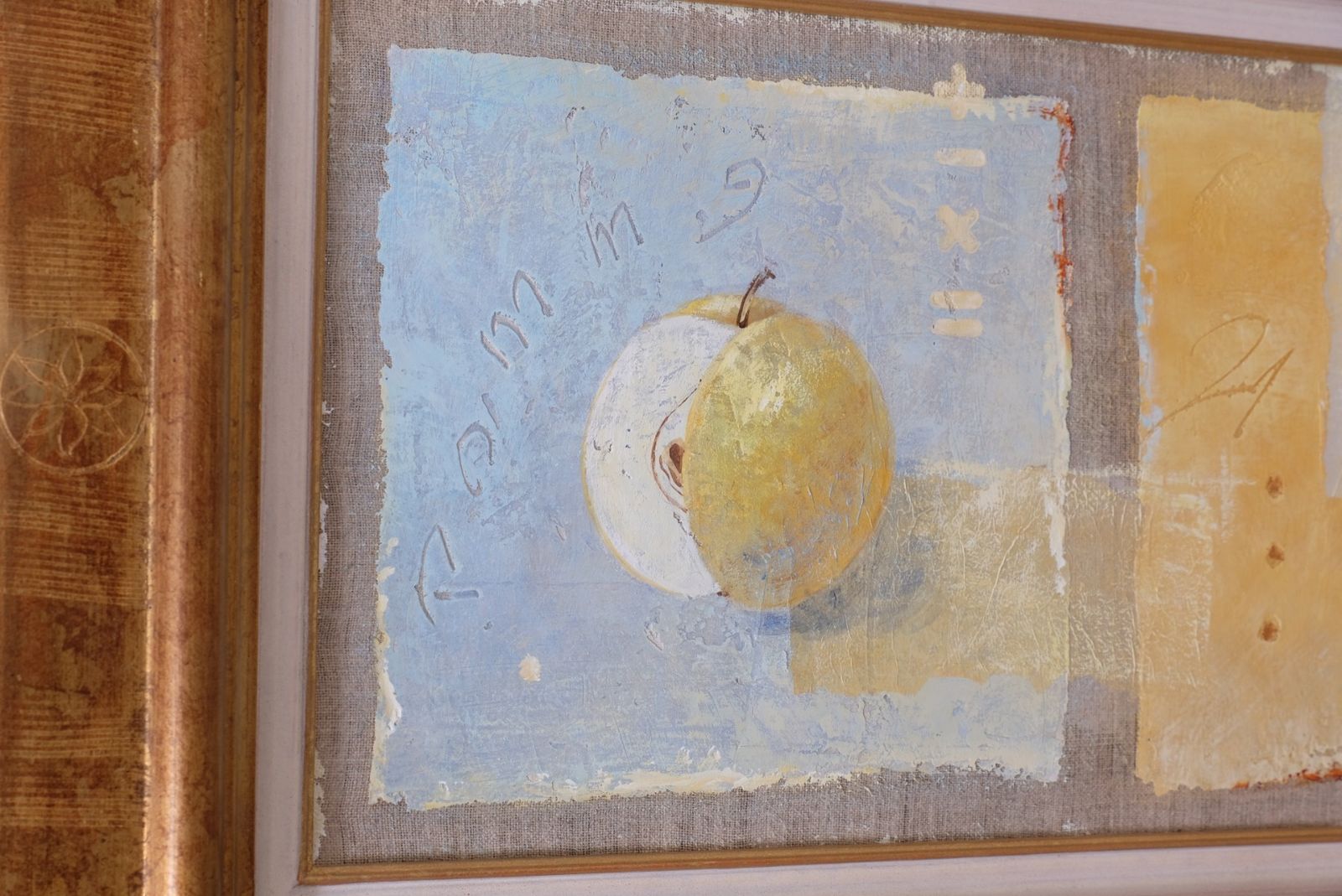 photo vinterior Triptych Oil On Canvas Painting Of Fruit By F Ferron