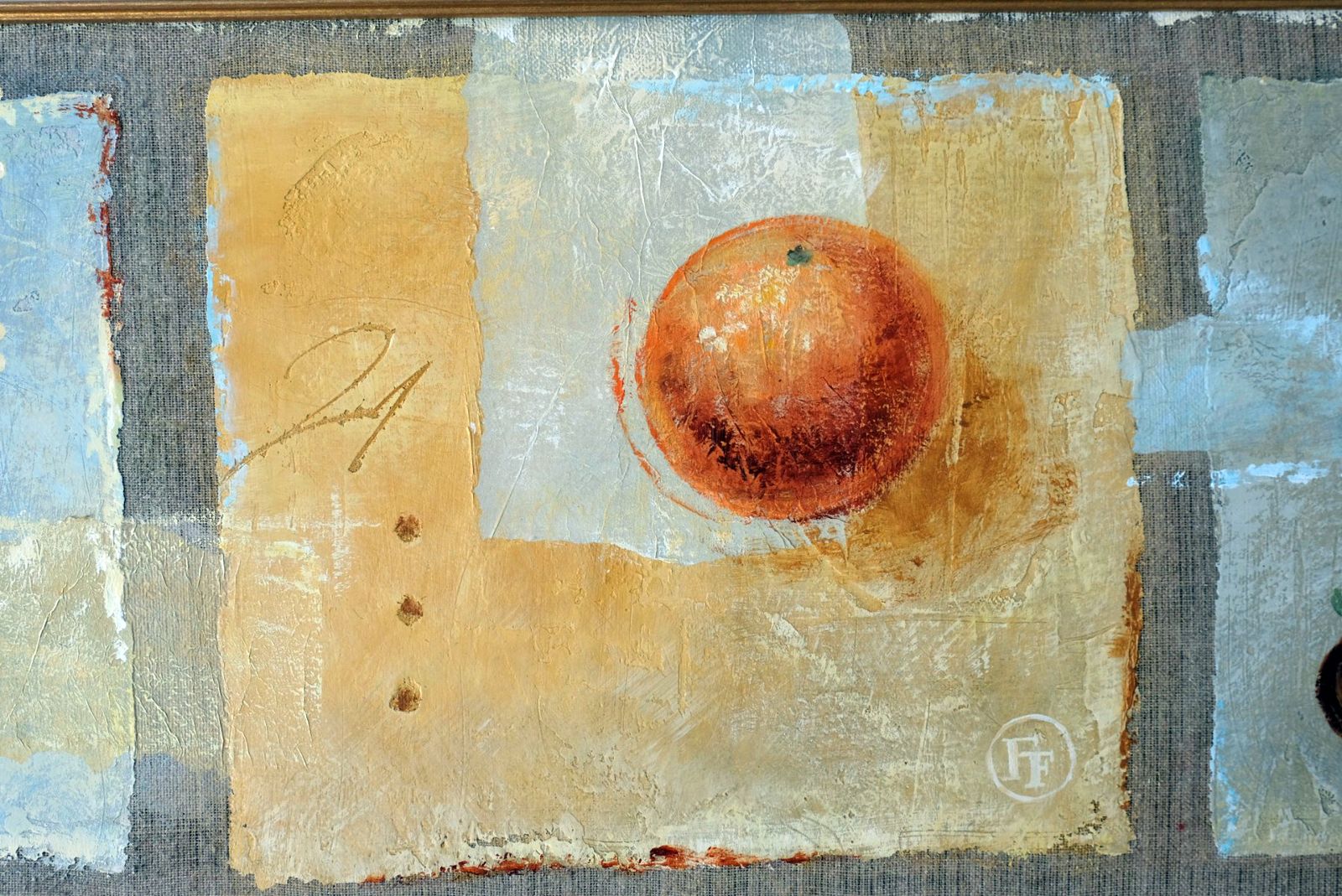 photo buy Triptych Oil On Canvas Painting Of Fruit By F Ferron
