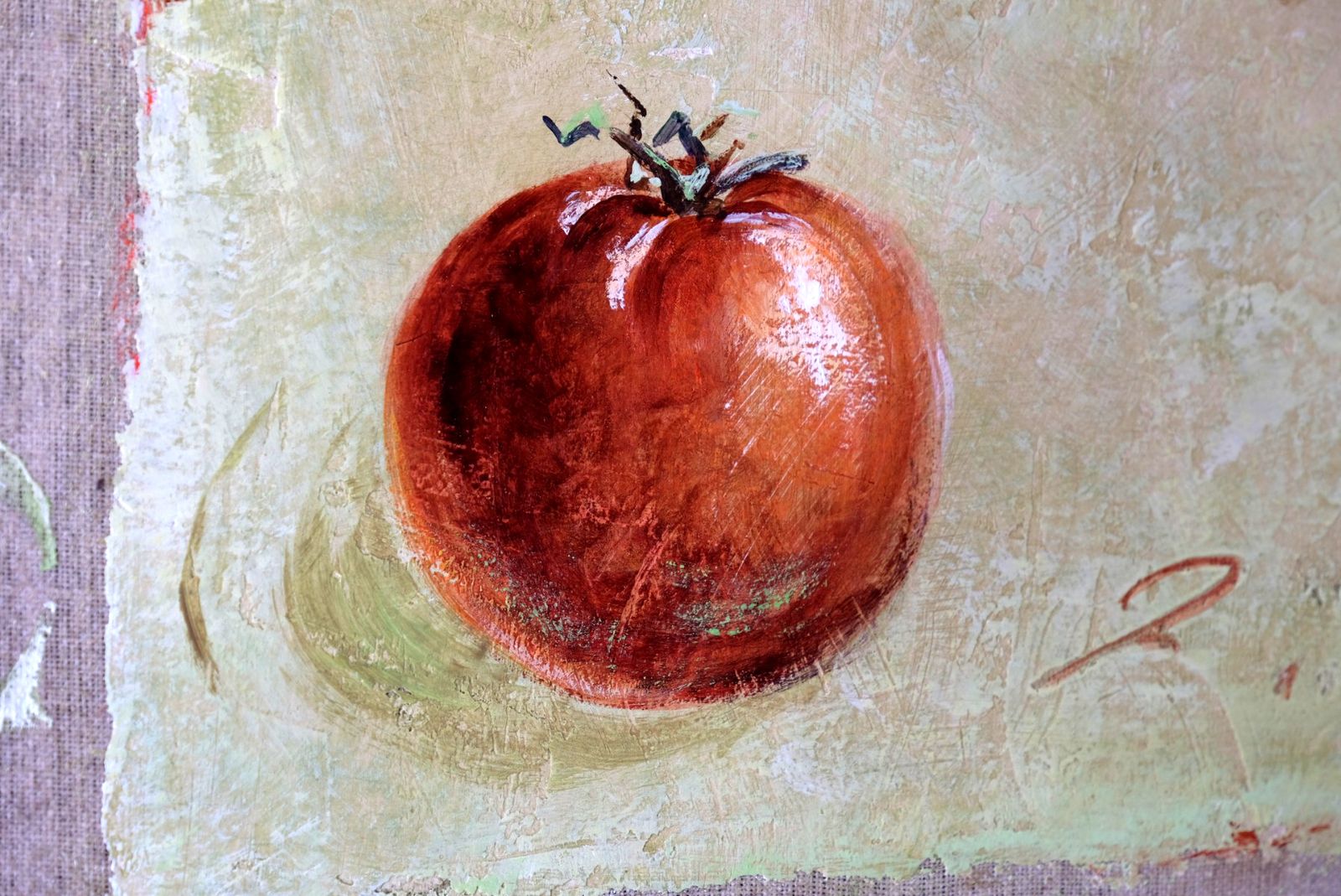 A Trio Of Fruits Oil On Canvas Abstract Painting By F Ferron photo furniture
