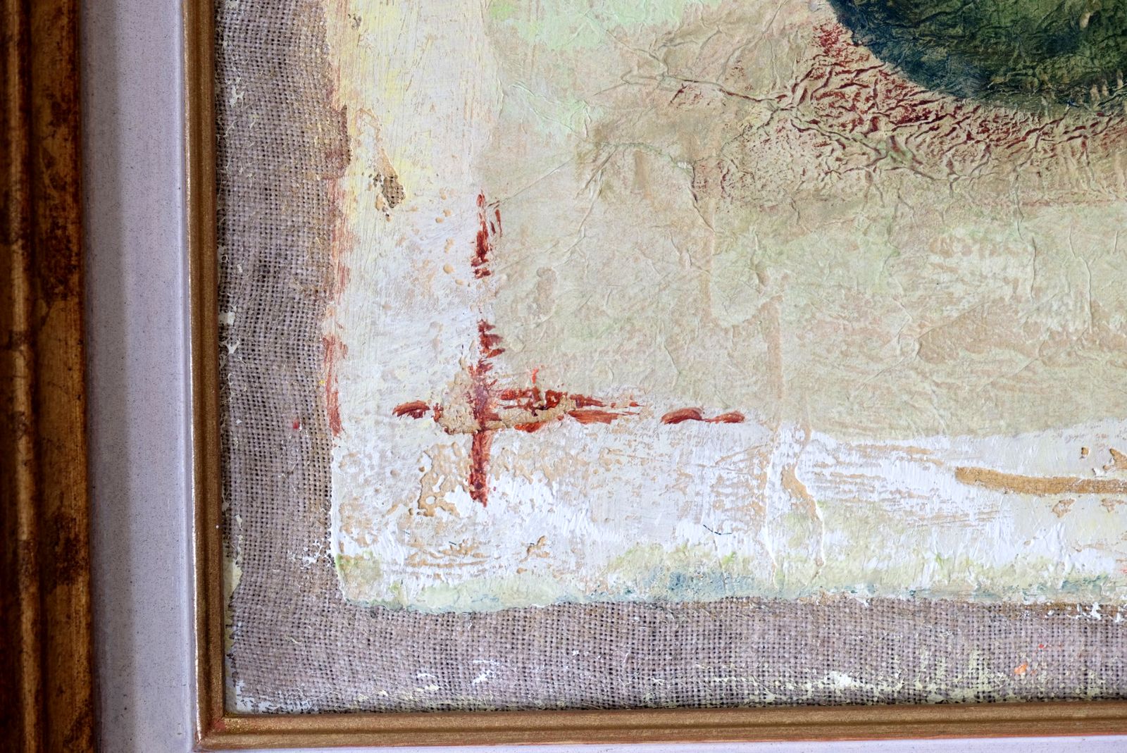 A Trio Of Fruits Oil On Canvas Abstract Painting By F Ferron photo vinterior