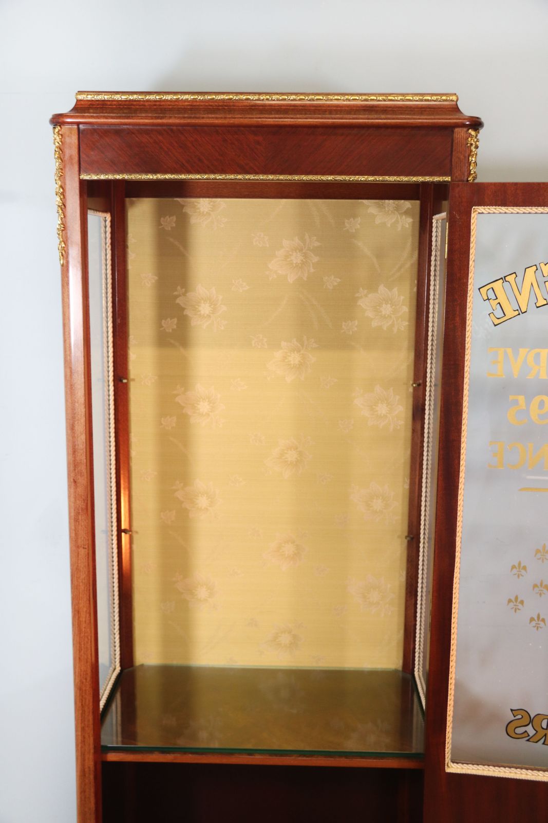 A Lovely 20th Century Mahogany Veneered, Floral Inlaid And Metal Mounted Vitrine Or Display Cabinet. photo for sale