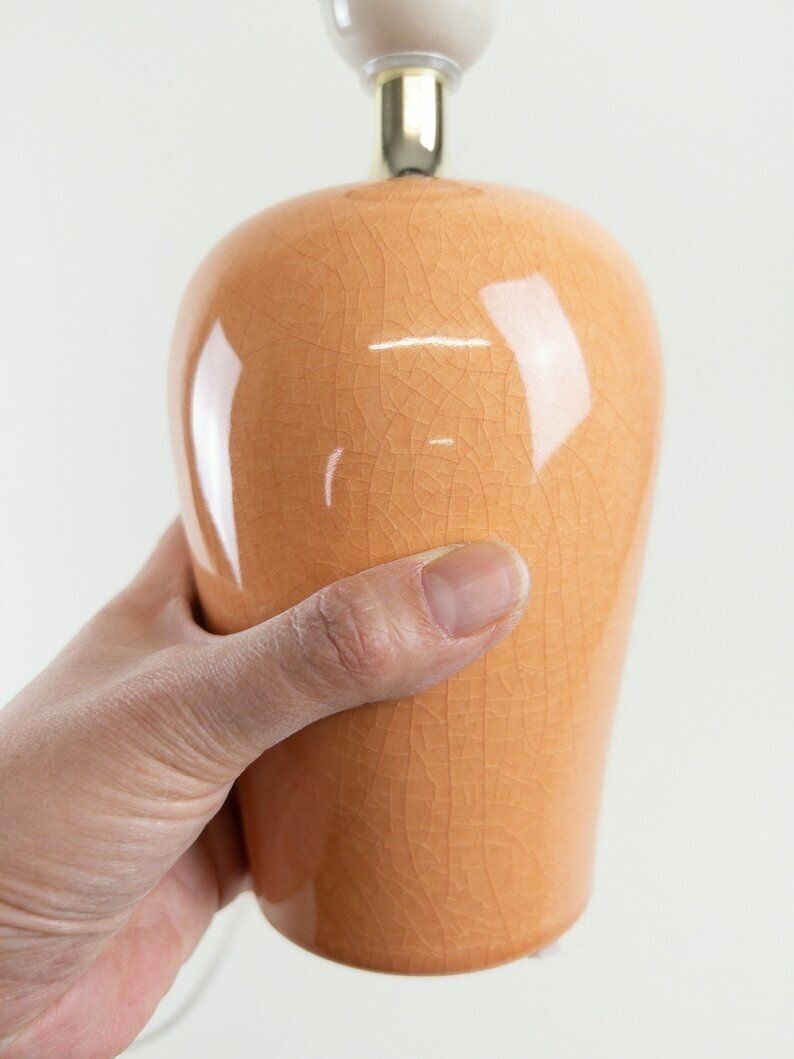 Pink Peach Crackle Ceramic Glaze Ceramic Lamp Base By Porcelanas De Bruxelles Of Belgium photo 88.0