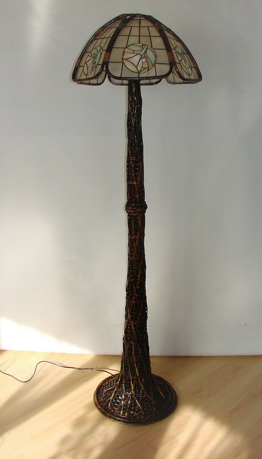 Floor Lamp In Rattan , 1950s. photo for sale