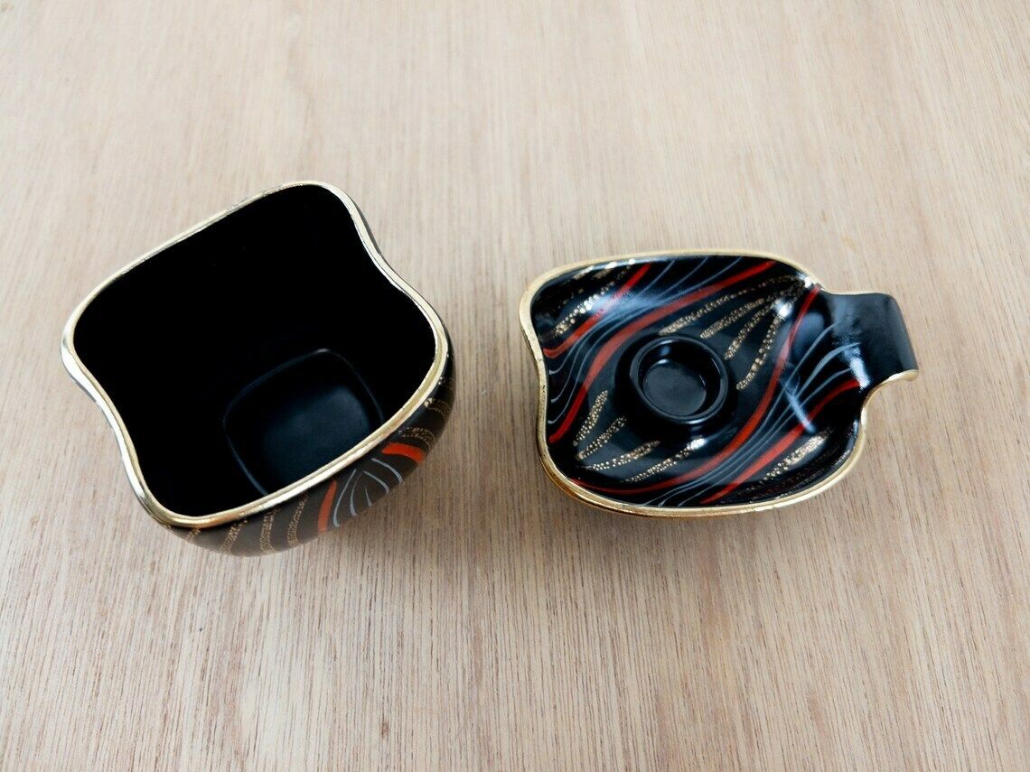 photo furniture Atomic Age Smoking Set   West German Pottery   1950s, Mid Century Ashtray, Candleholder, Cigarette Holder   Smoking Accessory