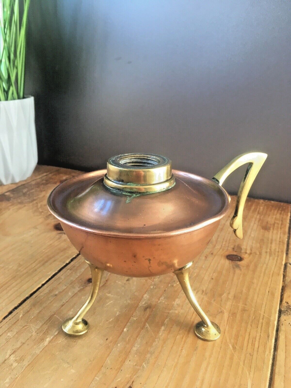 Superb C1890 Antique Arts & Crafts Copper & Brass Oil Lamp Burner W.A.S Benson photo furniture