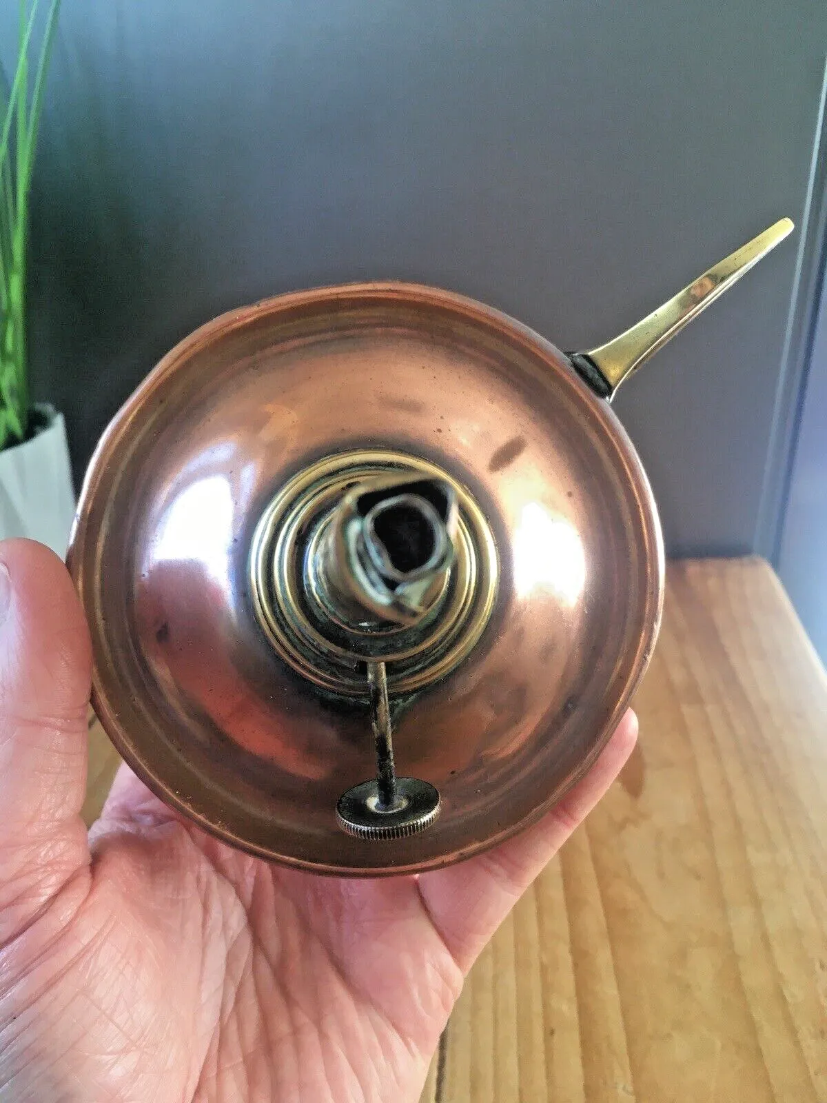 photo vinterior Superb C1890 Antique Arts & Crafts Copper & Brass Oil Lamp Burner W.A.S Benson
