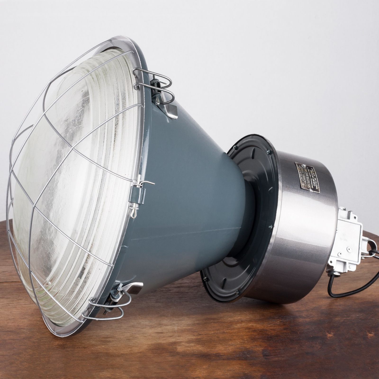 Large Industrial Factory Loft Pendant Lamp From Poland In Blue Grey Finish photo furniture